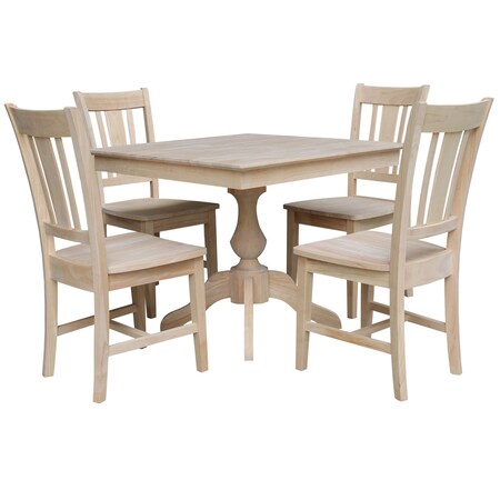 International Concepts 36 in. x 36 in. Square Top Pedestal Table  With 4 Dining Chairs Set of 5 K-3636TP-11B-C10-4